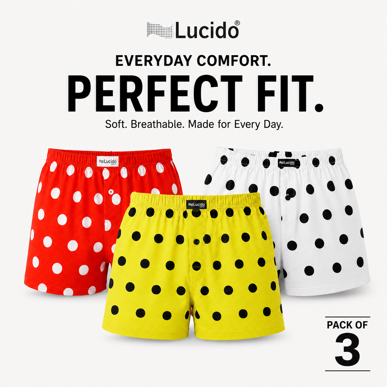 PACK OF 3 Men’s Relaxed Long Boxer Shorts