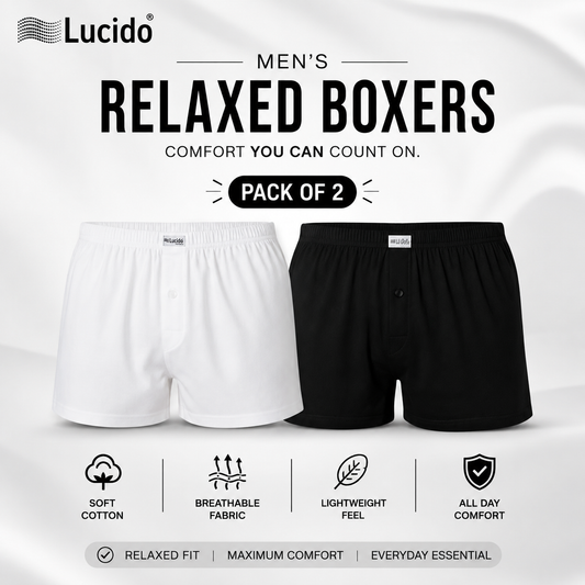 PACK OF 2 Men’s Relaxed Long Boxer Shorts