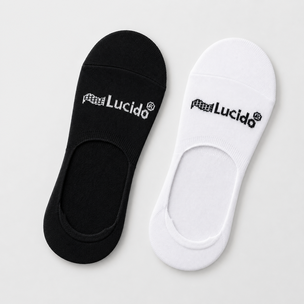 Lucido Invisible Socks – Black & White Pack of 2