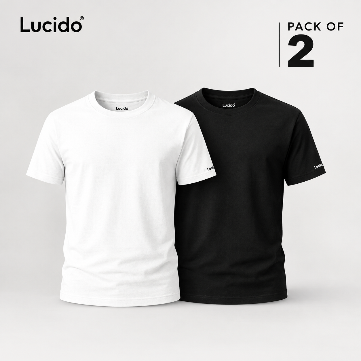 Lucido Classic Crew Neck T-Shirt – Pack of 2 (Black & White)