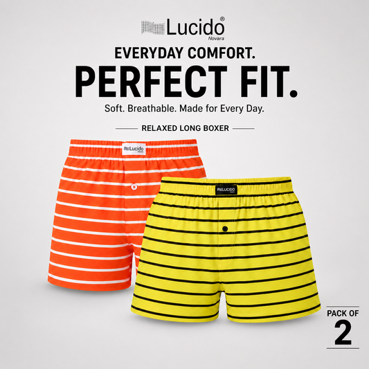 PACK OF 2 Men’s Relaxed Long Boxer Shorts