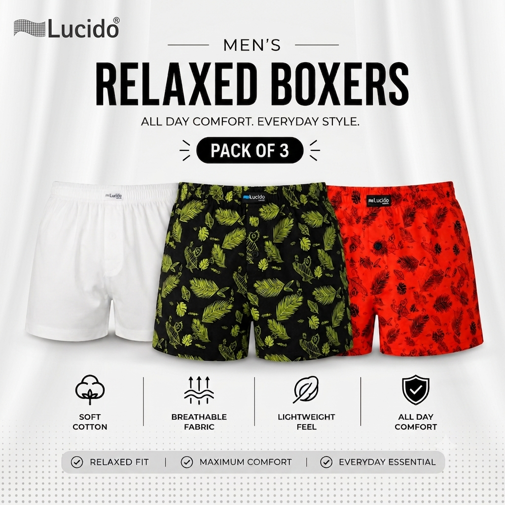 PACK OF 3 Men’s Relaxed Long Boxer Shorts