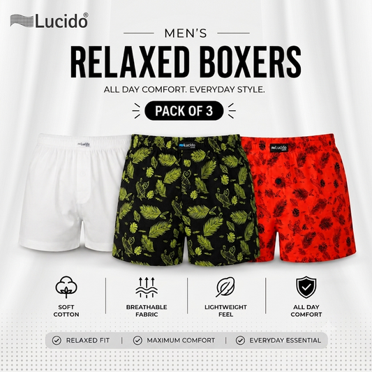 PACK OF 3 Men’s Relaxed Long Boxer Shorts
