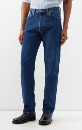 Mid-Dark Blue Straight Fit Jeans